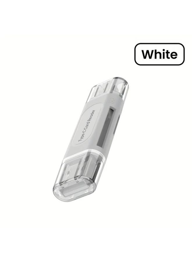 White USB 2 0 Dual Head Four In One Card Reader High Speed Data Transfer Portable Plug and Play - Image 1