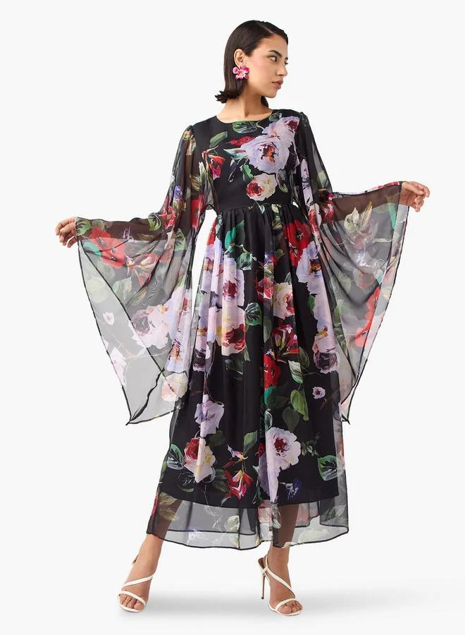 2Xtremz 2Xtremz Floral Print Dress with Volume Sleeves
