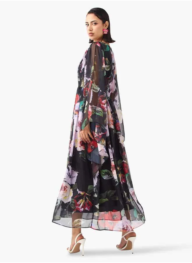 2Xtremz 2Xtremz Floral Print Dress with Volume Sleeves