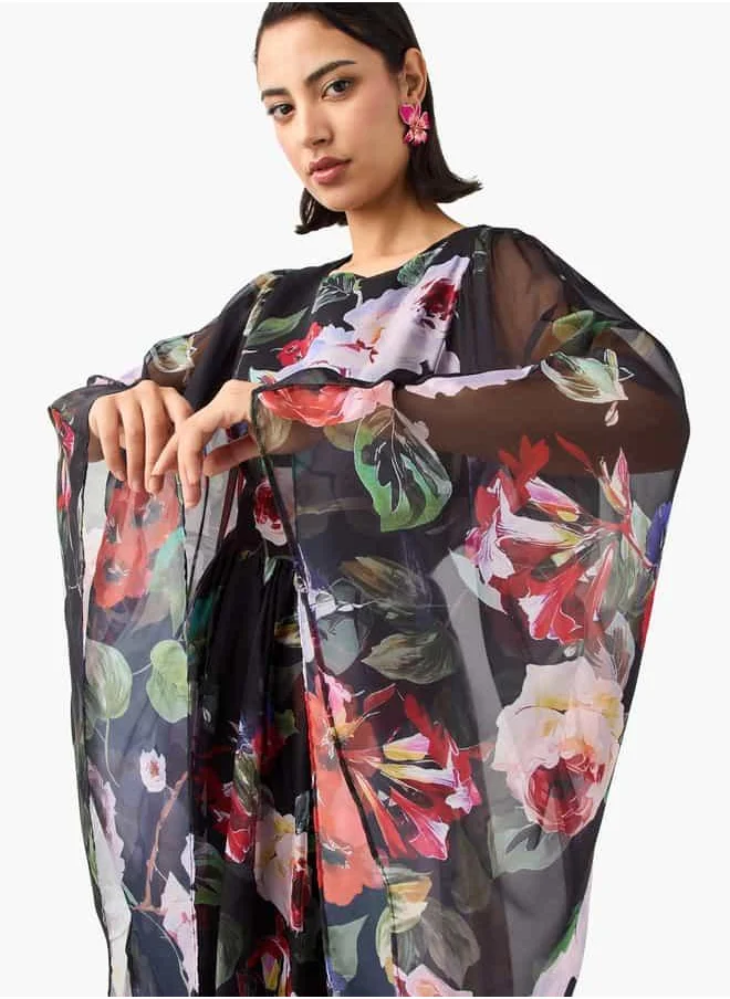 2Xtremz 2Xtremz Floral Print Dress with Volume Sleeves