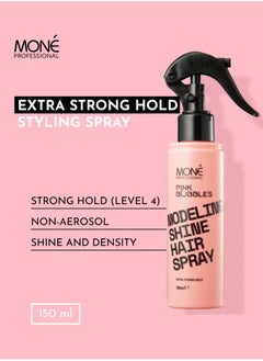 MONE Professional Modeling Shine Hairspray - Liquid Extra-strong Hold Spray, Shape And Volume Fixation, Tool-compatible, Lightweight, Fine Mist Spray For Air Fixation, Vertical And Horizontal Volume, 150ml  - Image 1