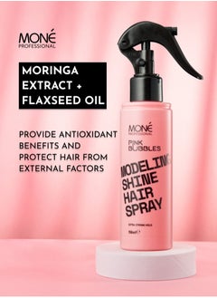 MONE Professional Modeling Shine Hairspray - Liquid Extra-strong Hold Spray, Shape And Volume Fixation, Tool-compatible, Lightweight, Fine Mist Spray For Air Fixation, Vertical And Horizontal Volume, 150ml  - Image 4