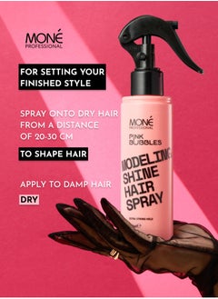 MONE Professional Modeling Shine Hairspray - Liquid Extra-strong Hold Spray, Shape And Volume Fixation, Tool-compatible, Lightweight, Fine Mist Spray For Air Fixation, Vertical And Horizontal Volume, 150ml  - Image 5