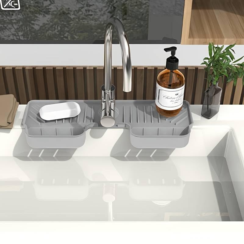 Vroxy Vroxy Silicone Sink Mat Tray Drying Mat Faucet Water Catcher Mat Kitchen Sink Tap Holder Sponge Rack for Kitchen Bathroom 1Pcs  - Image 5