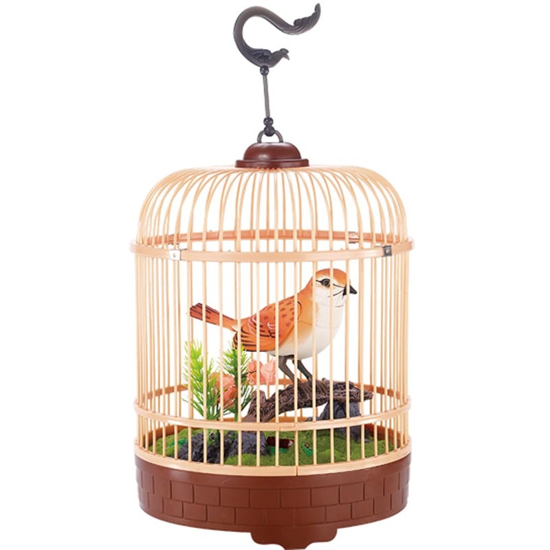 PowerTRC Singing Chirping Bird in Cage Realistic Sounds Movements Sound Activated Battery Operated Great Desk and Room Accessory Pet Caged Bird Toy 10 x 7 - Image 3