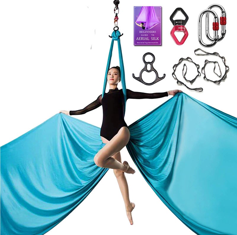 SYCYKA Deluxe Aerial Yoga Equipment Set - Hammock, Acrobatic, Dance (10m x 2.8m) - Sky Blue - Image 1