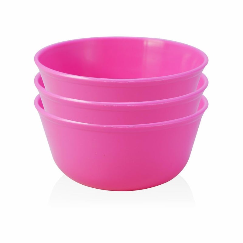 Wonder Homeware Sigma 500 Unbreakable BPA Free Plastic Bowl Set for Cereal, Salad, Rice, Soup, Pasta, Snack Bowl, Microwave Safe, Dishwasher Safe, 3 Pcs, 450 ml (Pink) - Image 1