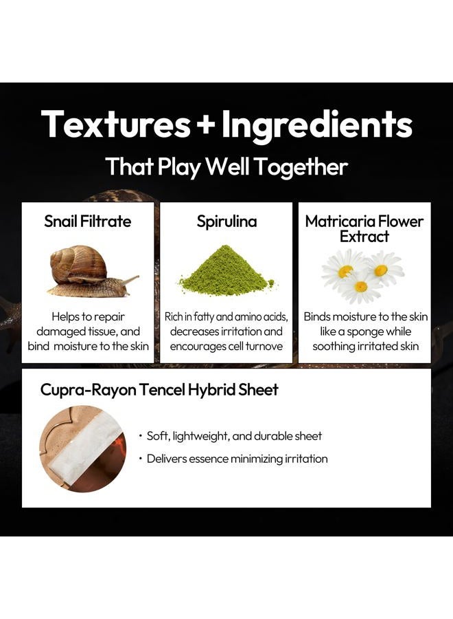 LAPCOS Escargot Sheet Mask, Daily Face Mask with Snail Filtrate to Moisturize and Soothe Skin, Korean Beauty Favorite, 5-Pack - Image 3