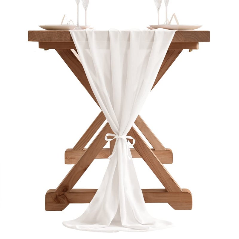 Socomi 10ft Ivory Chiffon Table Runner 29x120 Inches Wedding Runner Sheer Thanksgiving Christmas Bridal Shower Decorations - Image 5