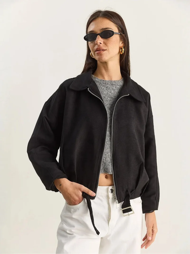 بيانكو لوتشي LUCCI Oversized Faux Suede Jacket