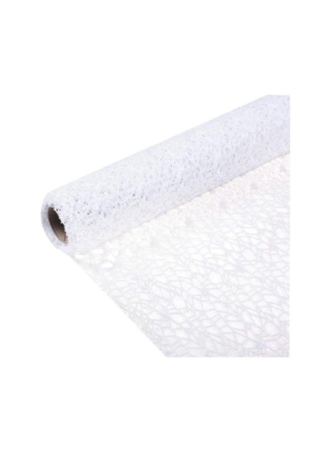 WYBOT - Mesh Ribbon Roll Spider Web Deco Ribbon Lace Net Jute Mesh Trim Ribbon Gauze Roll for DIY Craft Flower Gift Packaging Door Curtain Background (White) - Image 1