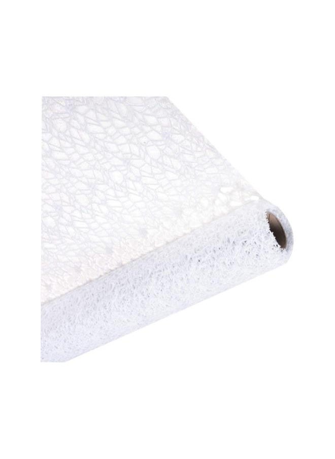 WYBOT - Mesh Ribbon Roll Spider Web Deco Ribbon Lace Net Jute Mesh Trim Ribbon Gauze Roll for DIY Craft Flower Gift Packaging Door Curtain Background (White) - Image 1