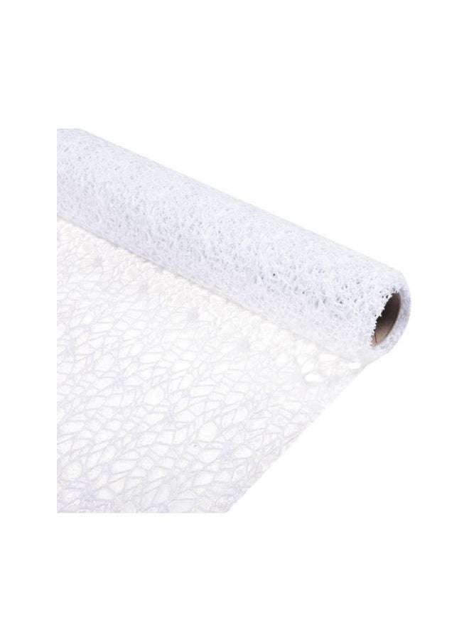 WYBOT - Mesh Ribbon Roll Spider Web Deco Ribbon Lace Net Jute Mesh Trim Ribbon Gauze Roll for DIY Craft Flower Gift Packaging Door Curtain Background (White) - Image 1