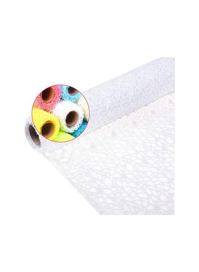 WYBOT - Mesh Ribbon Roll Spider Web Deco Ribbon Lace Net Jute Mesh Trim Ribbon Gauze Roll for DIY Craft Flower Gift Packaging Door Curtain Background (White) - Image 1