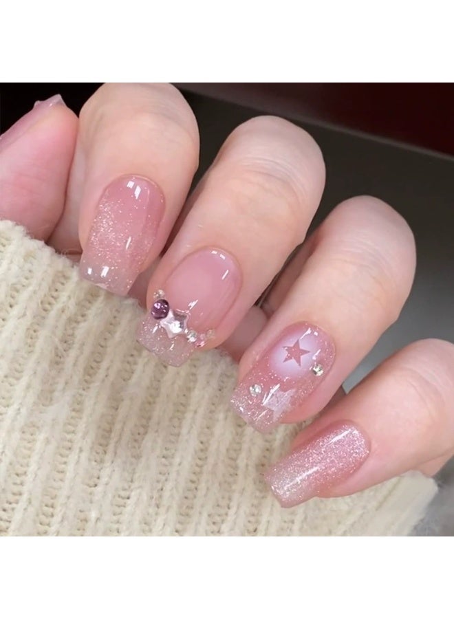 Goolsky Icy Transparent Glitter Chain Bow Press-on Nails for Pure Desire Shiny Look - Image 1