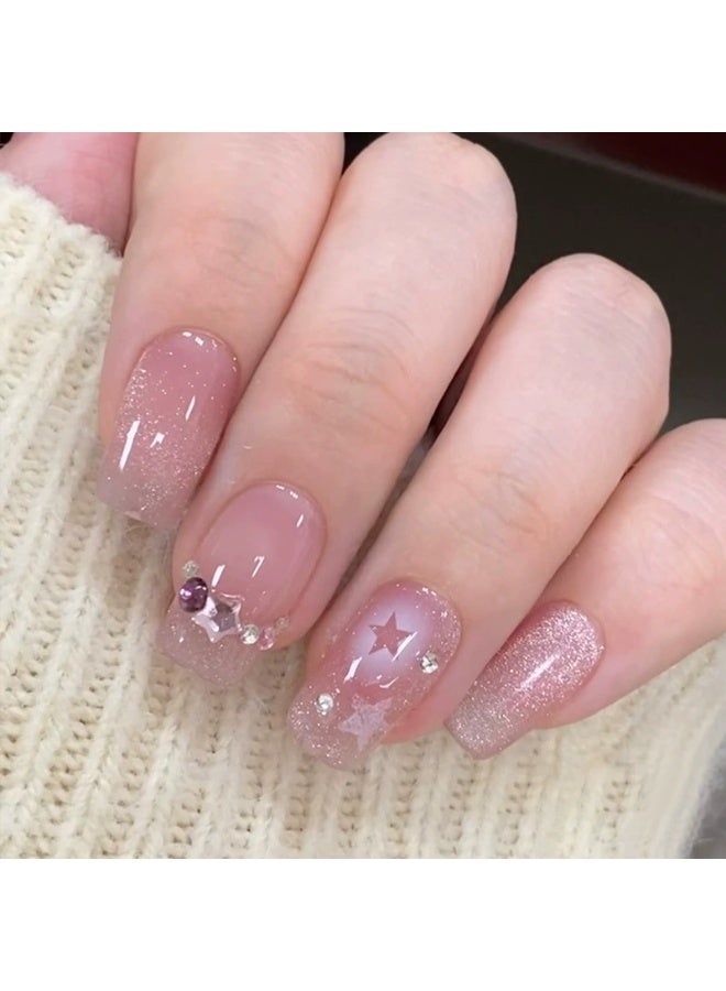 Goolsky Icy Transparent Glitter Chain Bow Press-on Nails for Pure Desire Shiny Look - Image 2