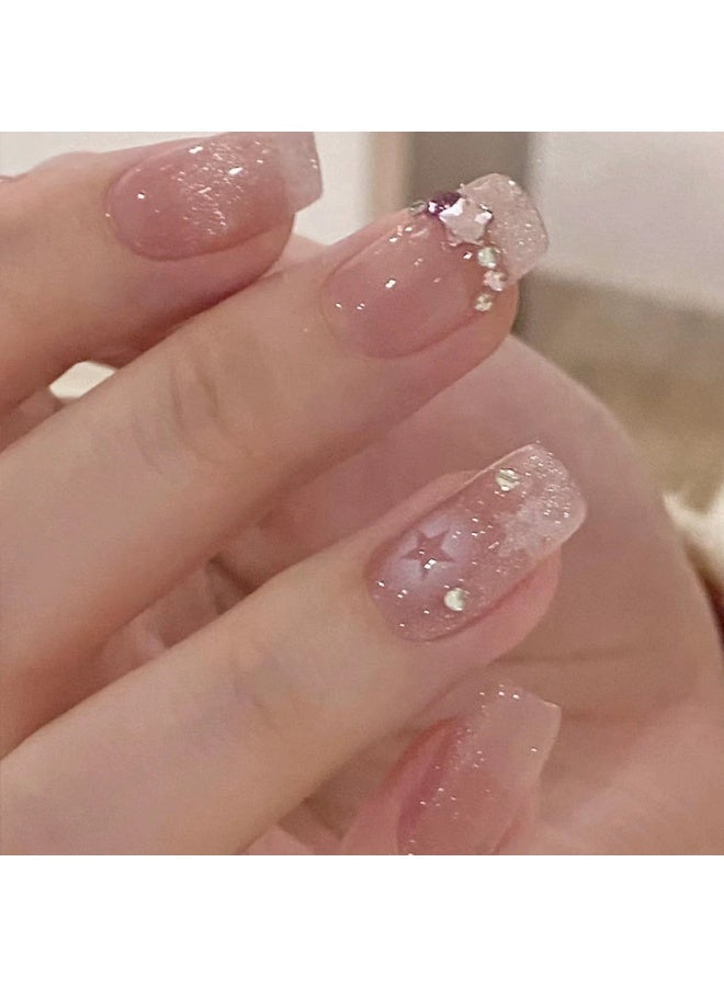Goolsky Icy Transparent Glitter Chain Bow Press-on Nails for Pure Desire Shiny Look - Image 3