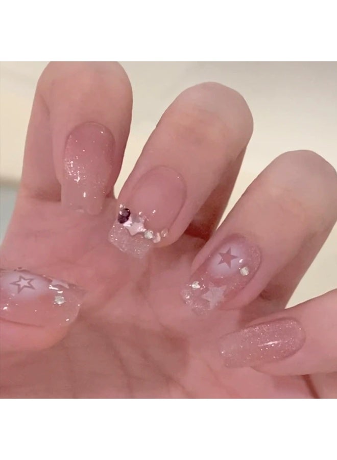 Goolsky Icy Transparent Glitter Chain Bow Press-on Nails for Pure Desire Shiny Look - Image 4