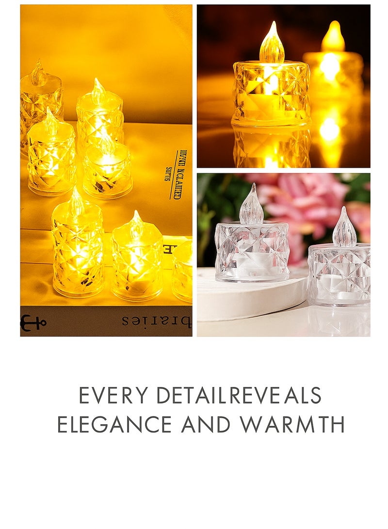 24pcs Crystal Design LED Candle Atmosphere Light - 3.6cm Diameter, 8cm Height, Romantic Wedding/Home/Party Decor - Image 2