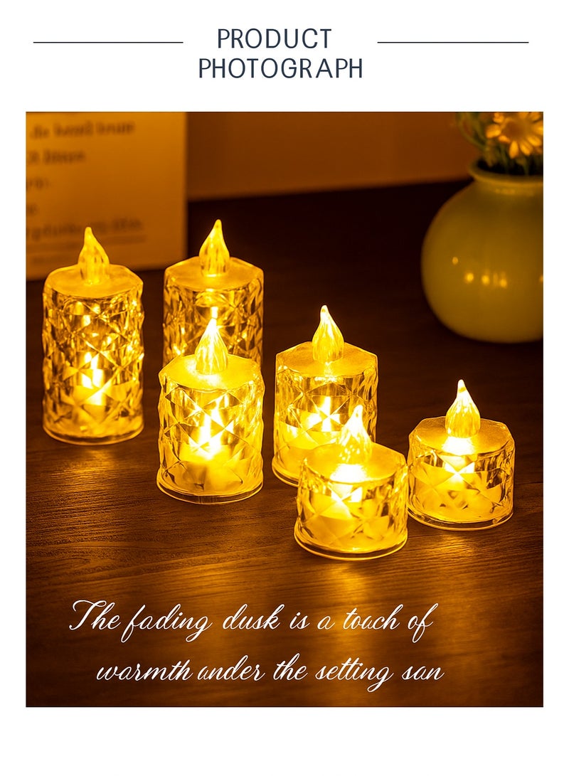 24pcs Crystal Design LED Candle Atmosphere Light - 3.6cm Diameter, 8cm Height, Romantic Wedding/Home/Party Decor - Image 4
