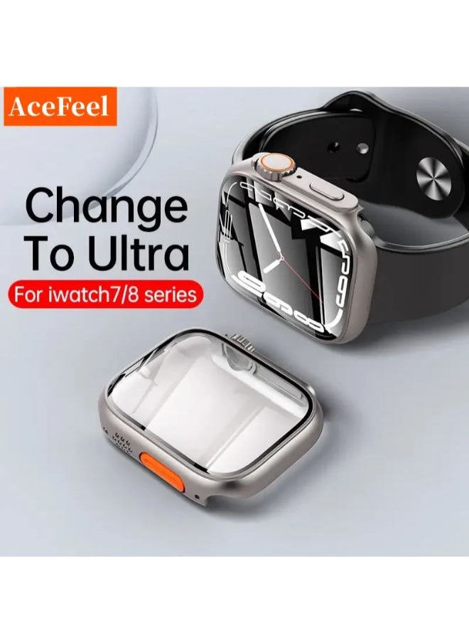 Generic - Suoman for Apple Watch 44mm Screen Protector Case, Ultra-Thin Tempered Glass Unique Design Full Coverage Case Cover, for iWatch Series 6/5/4/Series SE 2 44mm (Titanium Steel for Apple Watch 44mm - Image 1
