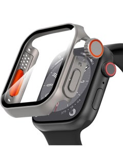 Suoman for Apple Watch 44mm Screen Protector Case, Ultra-Thin Tempered Glass Unique Design Full Coverage Case Cover, for iWatch Series 6/5/4/Series SE 2 44mm (Titanium Steel for Apple Watch 44mm