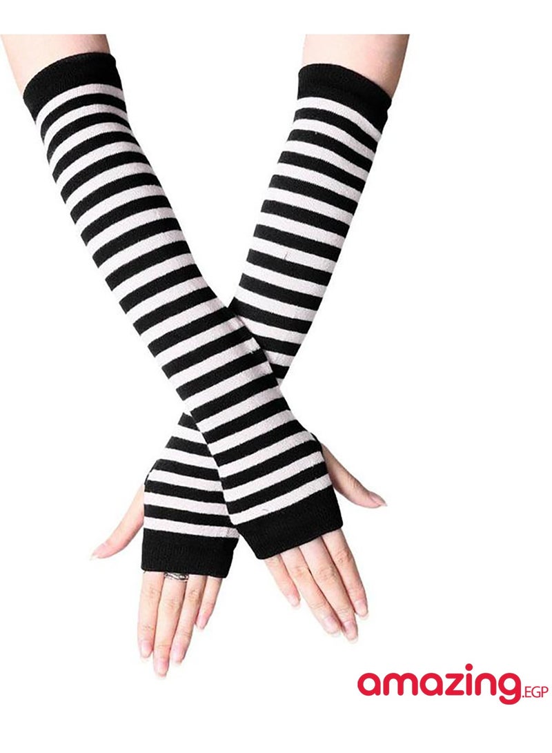 amazing.EGP Pair Winter Fingerless Long Knit Gloves Thumb Piercing Arm Warmer Gloves for Women Girls  - Image 2