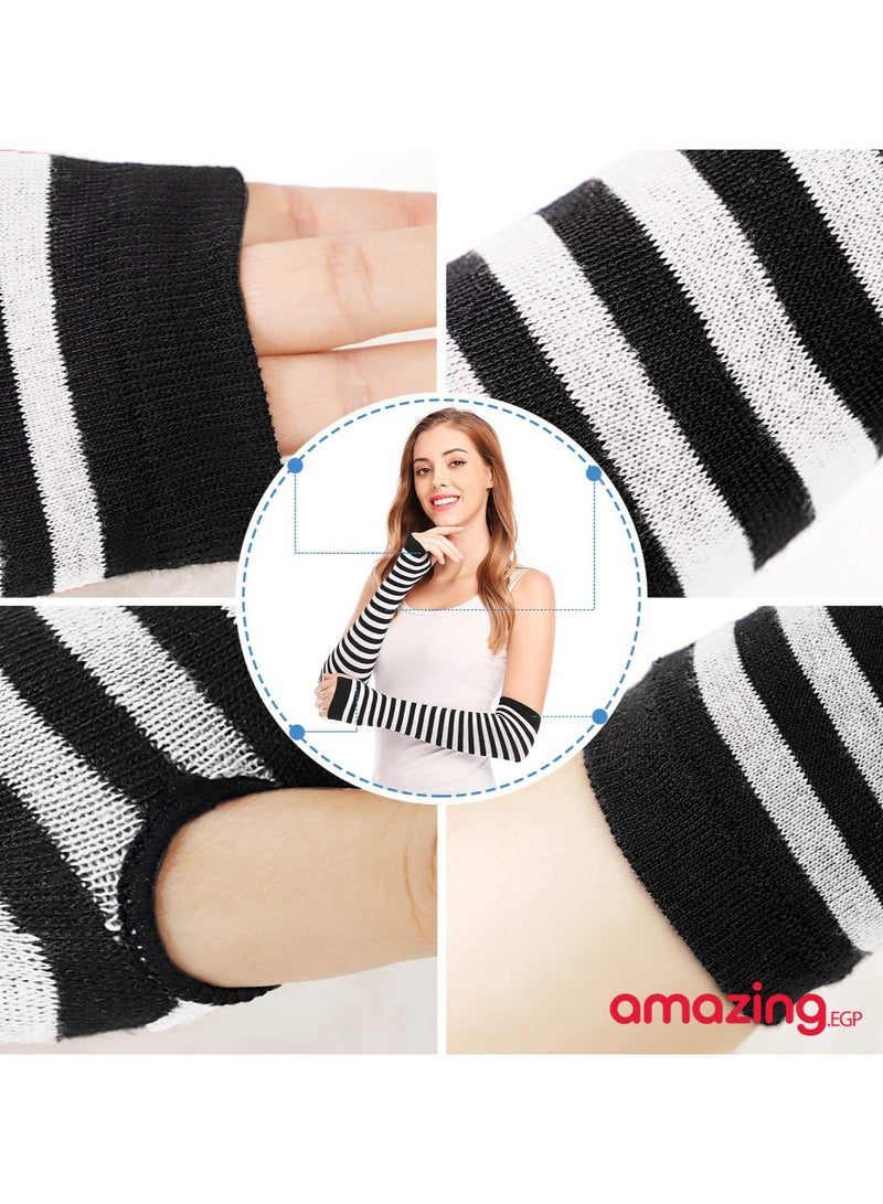 amazing.EGP Pair Winter Fingerless Long Knit Gloves Thumb Piercing Arm Warmer Gloves for Women Girls  - Image 4