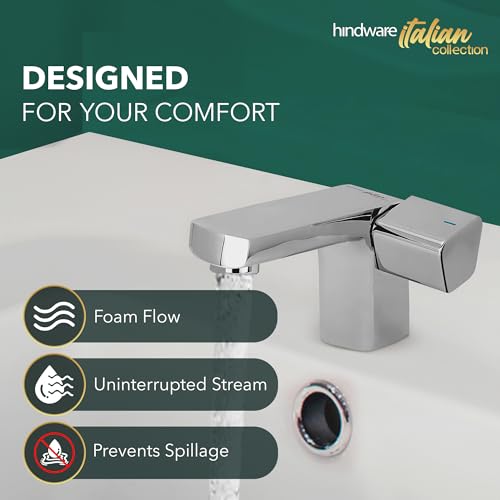 Hindware Italian Collection F530001CP Starc Pillar Type Water Tap (Foam Flow), Wash Basin Tap, Brass with Chrome Finish | 12-Year Manufacturer Warranty - Image 3