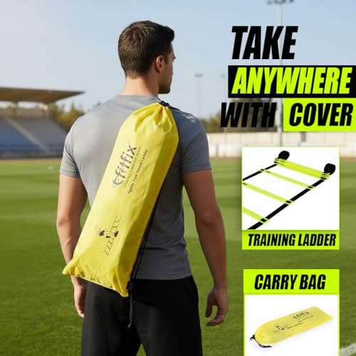 Fitfix® Super Speed Agility Ladder - Track and Field Sports Training for Football & Any Sports - 2 Meter, Flat and Lightweight - Adjustable 5 Yellow Rungs - Image 2