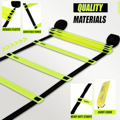 Fitfix® Super Speed Agility Ladder - Track and Field Sports Training for Football & Any Sports - 2 Meter, Flat and Lightweight - Adjustable 5 Yellow Rungs - Image 4