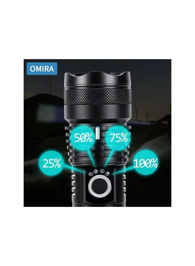 promass 32000 High Lumens LED Flashlight,Rechargeable Handheld Torch Light 5 Lighting Modes with LCD Power Display,Water Resistant Torch forCamping,Outdoor, Emergency - Image 4