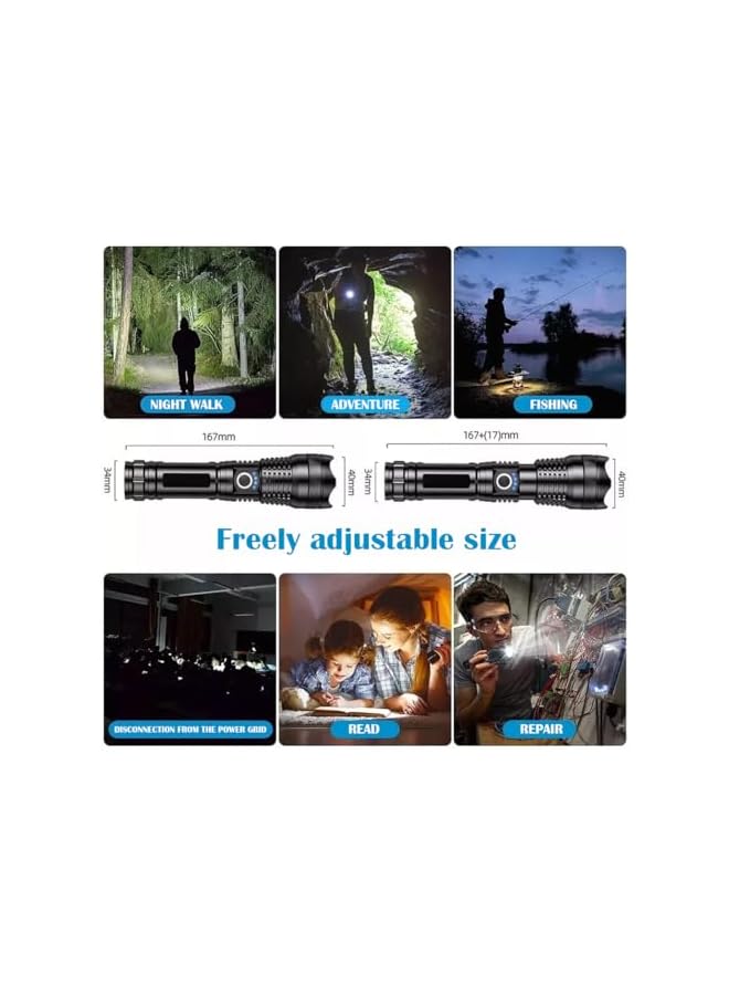 promass 32000 High Lumens LED Flashlight,Rechargeable Handheld Torch Light 5 Lighting Modes with LCD Power Display,Water Resistant Torch forCamping,Outdoor, Emergency - Image 3