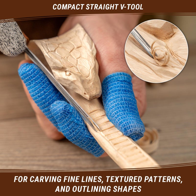 BeaverCraft Wood Carving V Gouge K12/02 Woodworking Hand Chisel Compact Wood Carving Knife for Beginners and Profi - Image 3