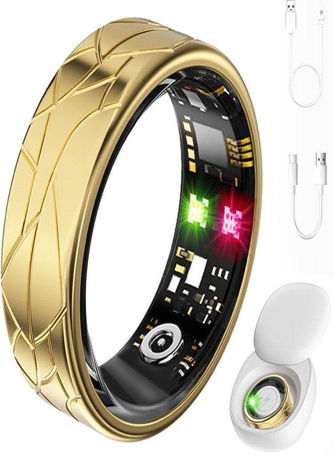 Jawploy Smart Ring Fitness Tracker Sleep Tracking Heart Rate Monitor Pedometer, Waterproof Activity Tracker Fitness Ring Steps Counter, Gesture Controls for Short Video, 8 Days Last, Classical Gold, #11 - Image 1