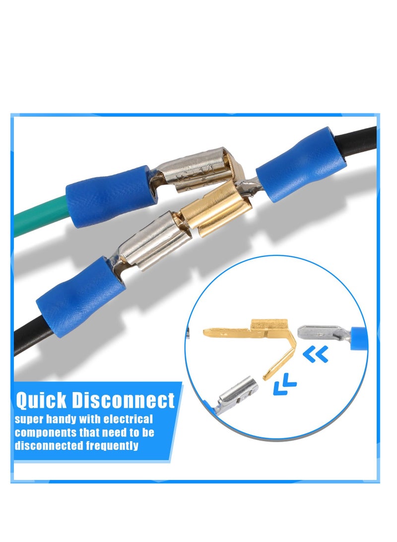 SOLARAE 25 Pcs Piggyback Spade Connectors, 3 Way Adapter Dual Male to Single Female Brass Quick Disconnect Connectors Piggyback Terminals Crimp Terminals Assortment Kit, Unisulated - Image 5