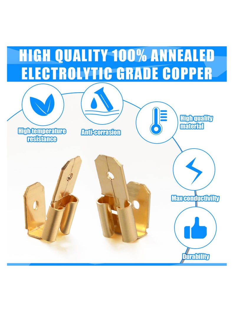 SOLARAE 25 Pcs Piggyback Spade Connectors, 3 Way Adapter Dual Male to Single Female Brass Quick Disconnect Connectors Piggyback Terminals Crimp Terminals Assortment Kit, Unisulated - Image 3