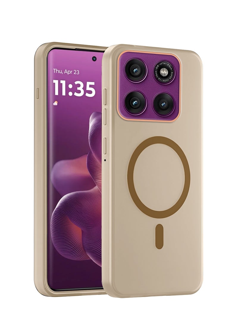 دبليو تيك غطاء حالة أنيق لموتورولا إيدج 60 برو 5G 2025 هجين شفاف ماغسيف مع شحن مغناطيسي وحواف كاميرا مرتفعة (MCMPMN) - بني - Image 1