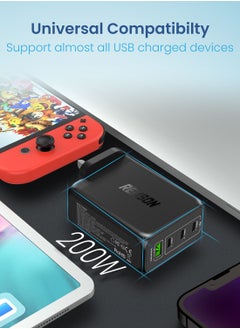 Remson Remson 200W 4-Ports GaN 2 Pro Charger USB-C Power Wall Adapter Fast Charging PD 3.0 with USB-A Port  Compatible with iPhone 13/13 Mini/13 Pro/13 Pro Max/SE/11/XR/XS, Samsung S22+/S22, MacBook Pro/Air, iPad and  Laptops  - Image 5