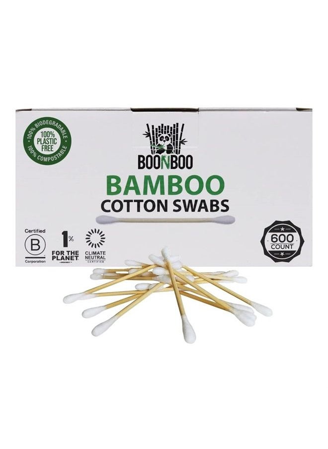 BOONBOO Cotton Swabs, Bamboo Wooden Buds, 600 Count  - Image 1