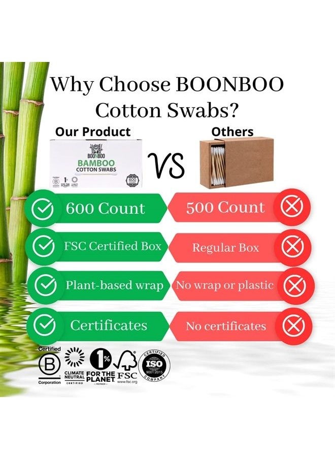 BOONBOO Cotton Swabs, Bamboo Wooden Buds, 600 Count  - Image 3