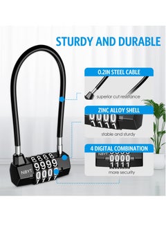 Excefore Heavy Duty Combination Lock, 3.5 Inch Waterproof Long Shackle Gate Lock, 4 Wheel Combination Padlock, Suitable for Home, Toolbox, School & Garage  - Image 2