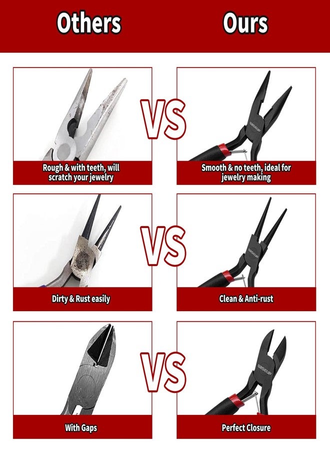 وايزأب مجموعة كماشة صغيرة من WISEUP مكونة من 8 قطع، إبرة، مستديرة، مسطحة، طويلة، أنف منحني، قطري، قطع طرفي، كماشة خطية للحرف اليدوية والإلكترونيات وصناعة المجوهرات، مع حقيبة - Image 5