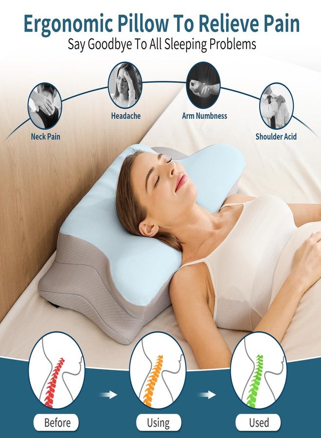 Tujami Cervical Neck Pillow for Pain Relief, Memory Foam Contour Orthopedic Pillow, Ergonomic Cooling Support Pillow for Side, Back & Stomach Sleepers, Comfort Bed Pillow for Sleeping - Image 2