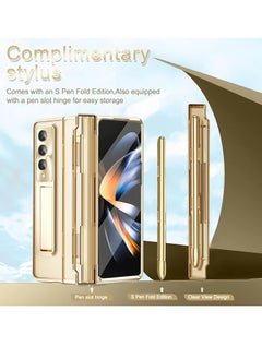 Excefore 4-in-1 Hinge Clear Protective Case for Samsung Z Fold 5 with Kickstand. Stylish Gold Case for Galaxy Z Fold 5 and Galaxy Z Fold 5 5G  - Image 2