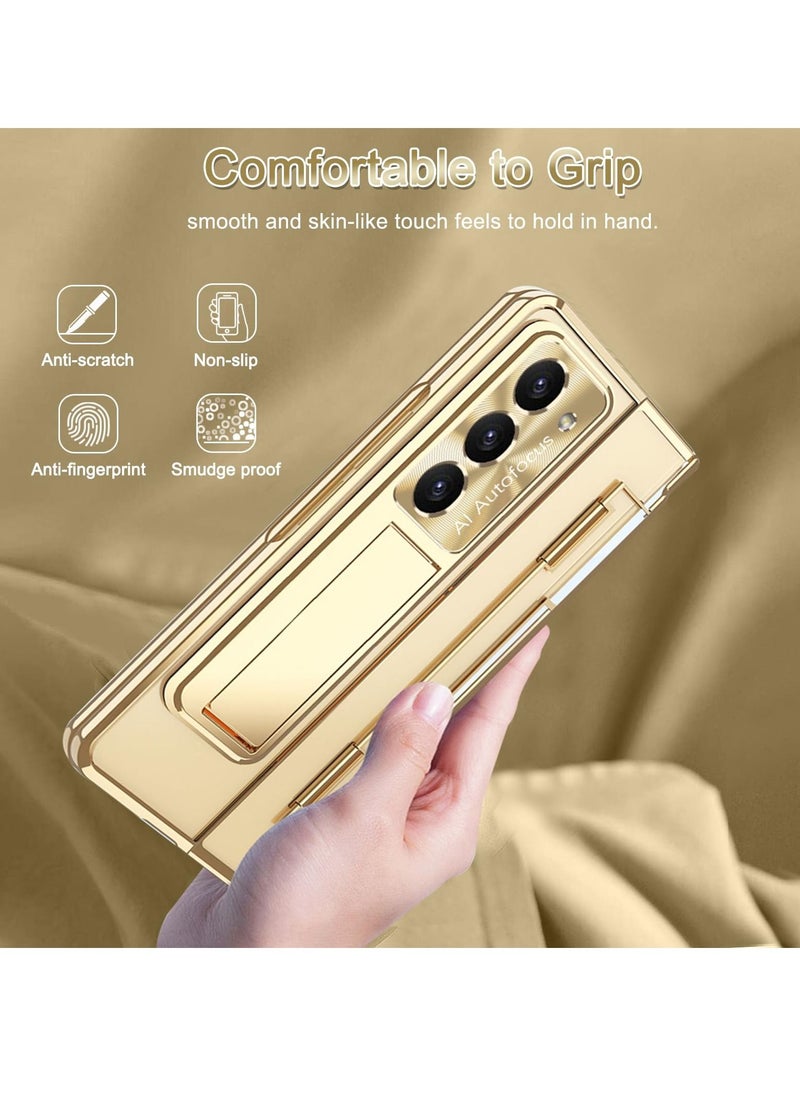 Excefore - 4-in-1 Hinge Clear Protective Case for Samsung Z Fold 5 with Kickstand. Stylish Gold Case for Galaxy Z Fold 5 and Galaxy Z Fold 5 5G - Image 1