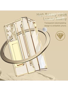 Excefore 4-in-1 Hinge Clear Protective Case for Samsung Z Fold 5 with Kickstand. Stylish Gold Case for Galaxy Z Fold 5 and Galaxy Z Fold 5 5G  - Image 5