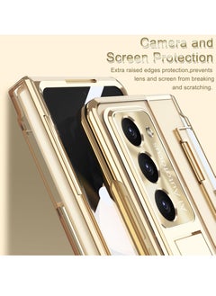 Excefore 4-in-1 Hinge Clear Protective Case for Samsung Z Fold 5 with Kickstand. Stylish Gold Case for Galaxy Z Fold 5 and Galaxy Z Fold 5 5G  - Image 4
