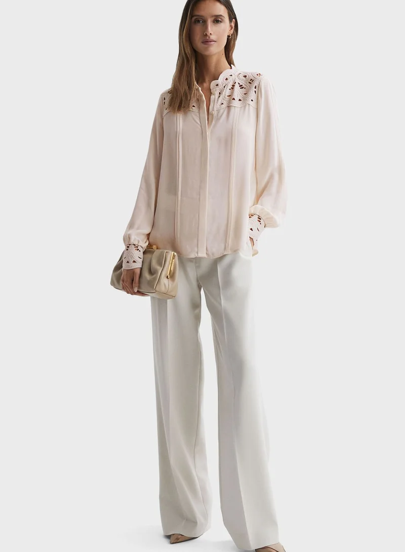 REISS Lace Detail Top