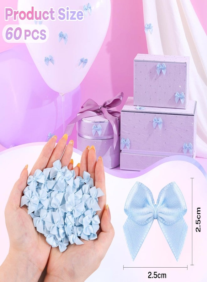 TINKRSTUFF 60PCS Tinkrstuff Blue Mini Bows for Crafts, 1 * 1 inch Fabric Small Bows for Crafting Decoration,Satin Ribbon Tiny Bow for Clothes Ornament, Cute Accessories DIY Embellishments for Crafts,Gifts,Party - Image 2